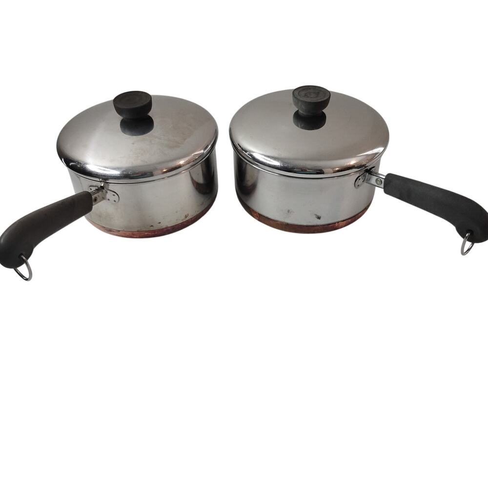VTG Revere Ware are 1801 Copper Bottom Cookware 4 piece set Made in USA READ 2Qt